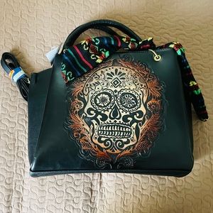 Mexican Leather Handbag-Skull